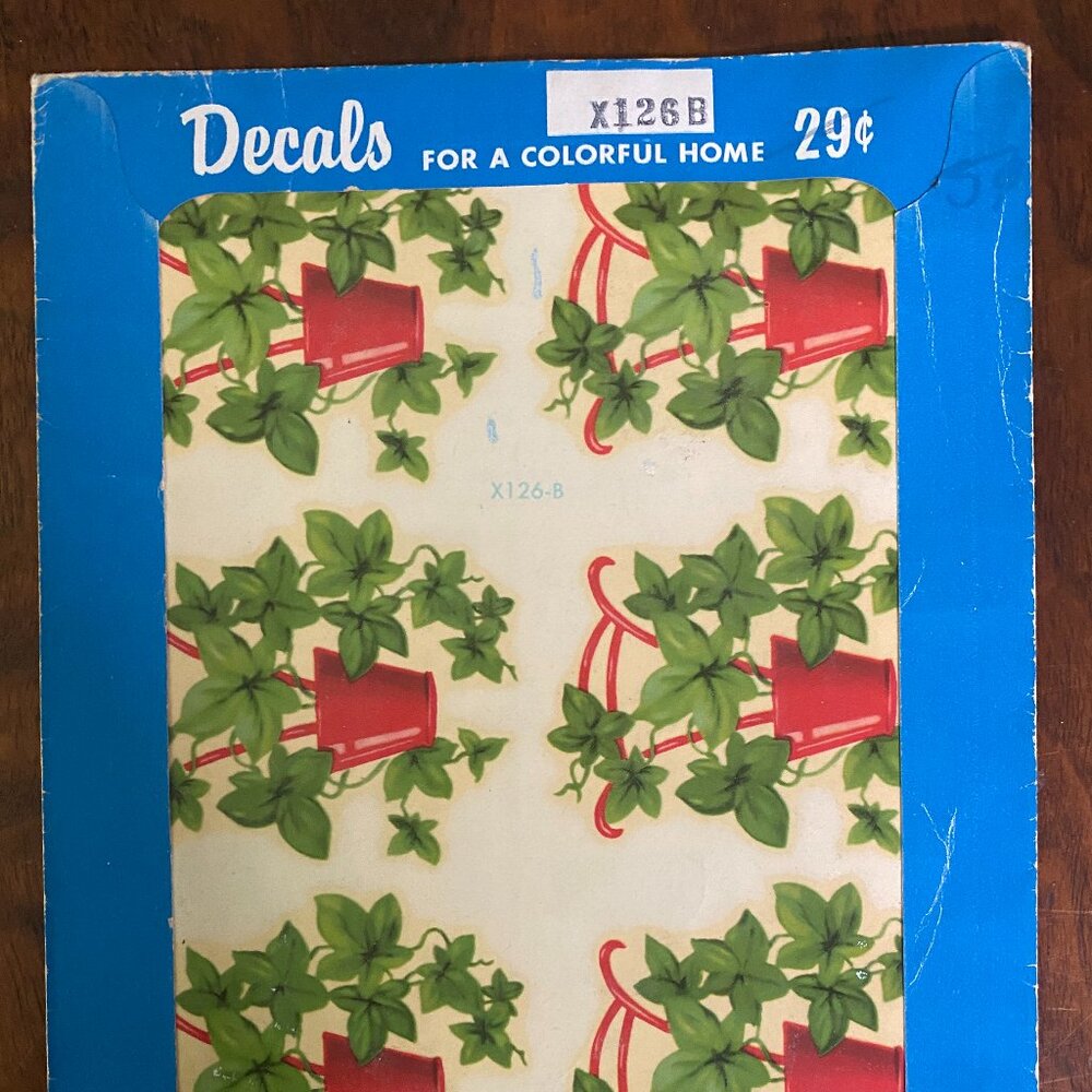 Potted Ivy Plant Vintage Decals Meyercord x126B 1950s Decals for a Colorful Home